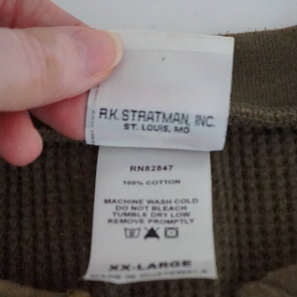 Harley-Davidson Olive Cotton Waffle Thermal Henley Cabincore Rugged XXL Outdoor - Picture 4 of 11